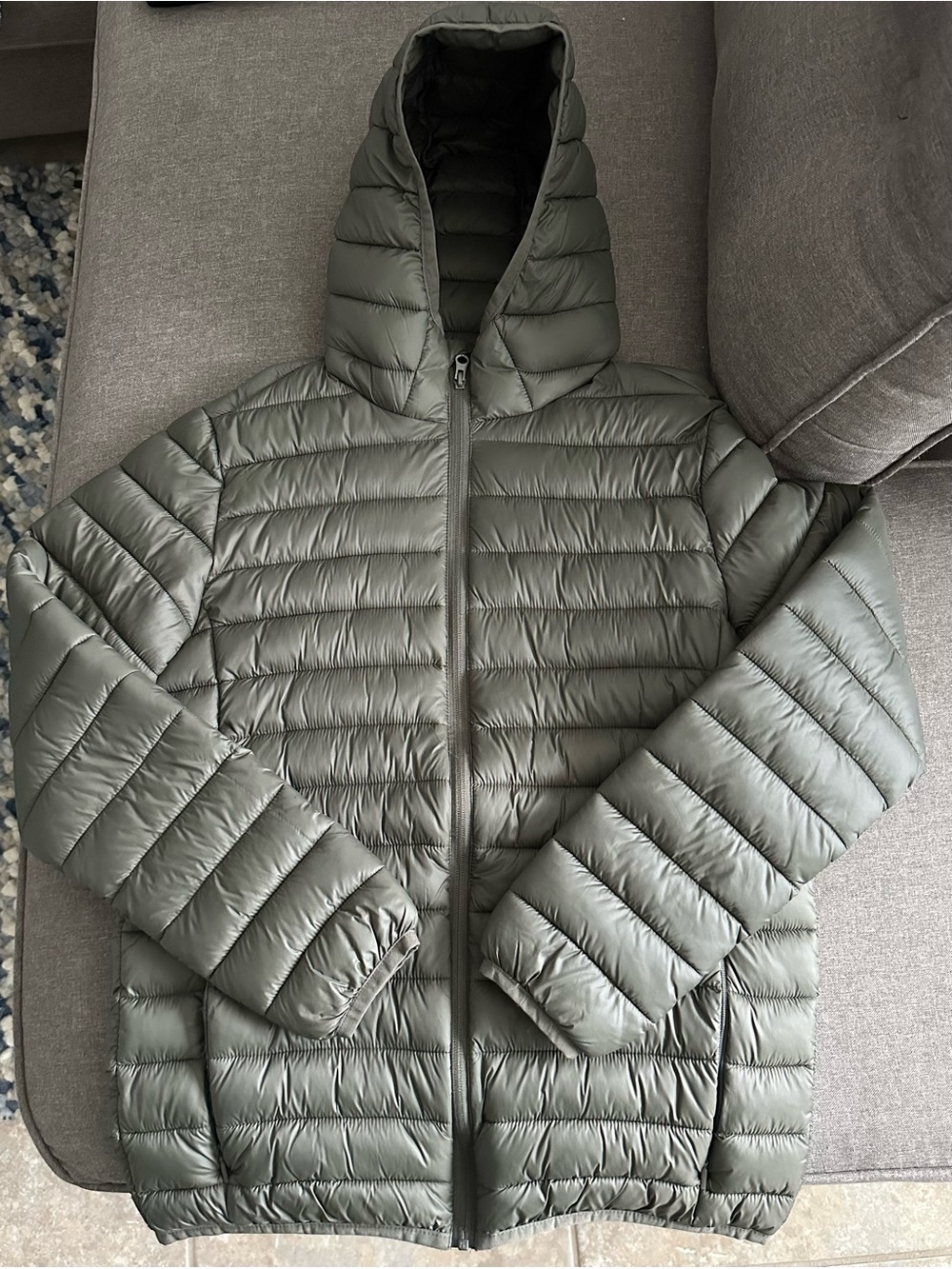 Divided Olive Green Quilted Hooded Puffer Jacket